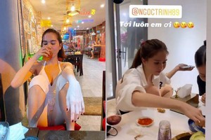 Ngọc Trinh nhiều lần lộ cảnh bê tha, rượu chè nát bét