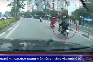 Mải bấm điện thoại, nam thanh niên gặp nạn khi tham gia giao thông