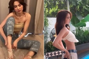 Vòng 1 Ngọc Trinh chơi “ú òa” khi mặc áo bra gây hoang mang