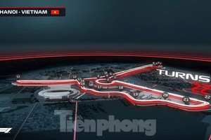 Bay trên đường đua F1 đang thành hình ở Hà Nội