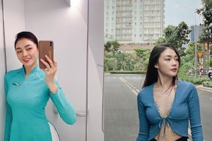 Nữ tiếp viên xinh đẹp Vietnam Airlines “đốt mắt” với gu thời trang cực sexy