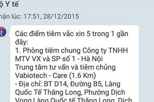 Bộ Y Tế triển khai tra cứu điểm tiêm vắcxin gần nhất qua dịch vụ OTT