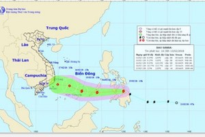 Bão Sanba giật cấp 11 đang tăng tốc vào biển Đông