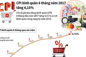 CPI bình quân 6 tháng năm 2017 tăng 4,15% 