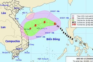 Bão số 13 mạnh cấp 10-12, diễn biến rất phức tạp