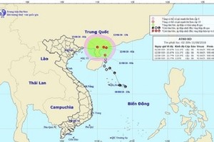 Áp thấp nhiệt đới trên Biển Đông di chuyển theo hướng Bắc