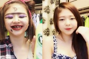 Gái xấu biến thành hotgirl khi lau mặt bằng nước tẩy rửa