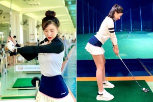 Hotgirl Hà Thành khiến cả sân golf “dán mắt” vì body nuột nà