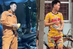 Ông chồng phụ vợ bán xôi viral cõi mạng vì outfit đi làm