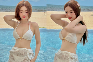 “Hot girl ảnh thẻ” khoe dáng nuột trong bikini nhỏ xíu bên hồ bơi