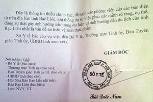 Nguyên GĐ sở tử vong do ăn tiết canh dơi là tin thất thiệt