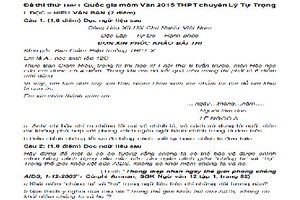  Đề thi thử THPT quốc gia 2015 môn Văn Chuyên Lý Tự Trọng 