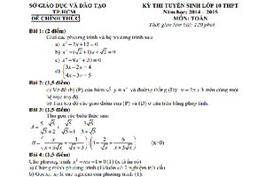 Đề thi thử vào lớp 10 môn Toán TP HCM và đáp án