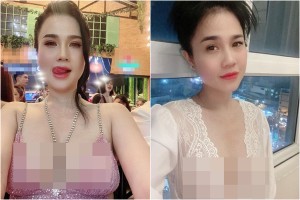 Hở bạo vòng 1, chị gái Ngọc Trinh khiến dân tình giật mình