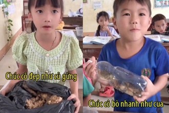 Bật cười với những món quà, lời chúc của học sinh vùng cao nhân ngày 20/11: "Em chúc cô bò nhanh như con cua..."