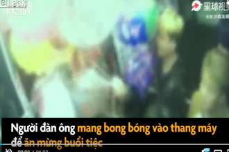 Video : Bong bóng phát nổ trong thang máy 