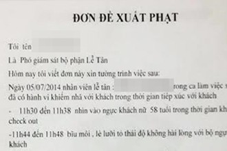 Sốt đơn phạt nhân viên khách sạn nhìn ngực khách hàng