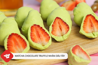 Video: Làm món matcha chocolate truffle nhân dâu tây