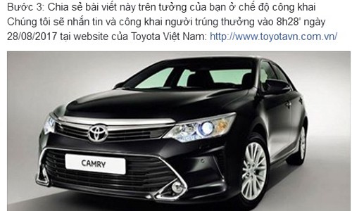 Hàng chục nghìn người dính "quả lừa" tặng xe Toyota Camry