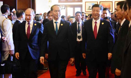 Ảnh: Chủ tịch nước Trần Đại Quang tiếp các nhà lãnh đạo APEC