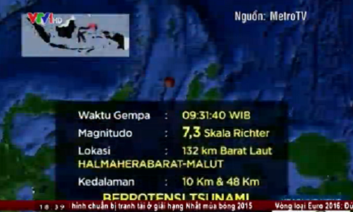 Động đất 7,3 độ Richter, Indonesia cảnh báo sóng thần