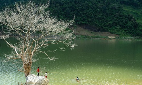 Sững sờ hồ Lá Luộc mùa này như tranh thủy mặc