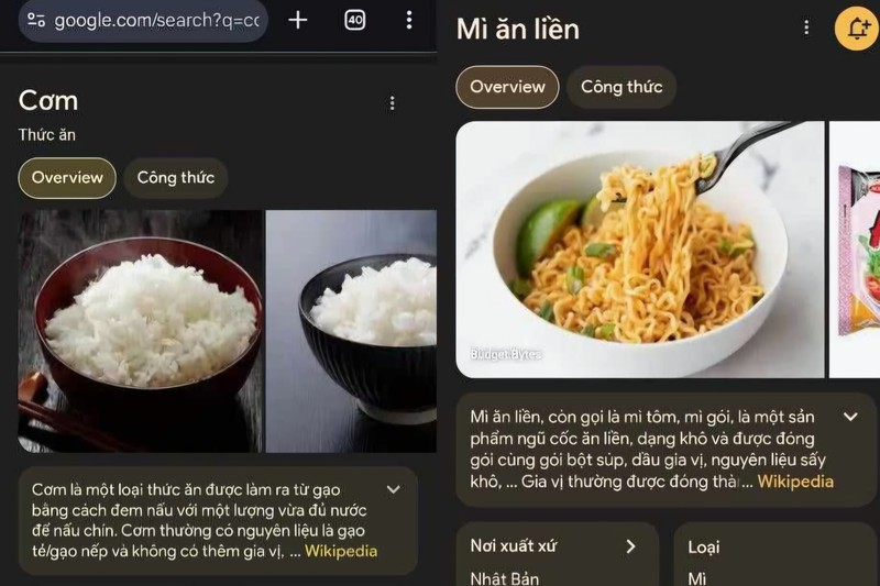 Google thử nghiệm hiển thị công thức nấu ăn khi search món