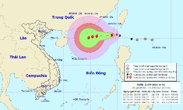 Bão số 6 có thể gây nguy hiểm từ Quảng Ninh đến Khánh Hòa