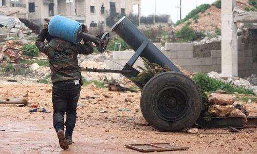 Hoảng hốt súng cối 300mm của phiến quân ở Syria