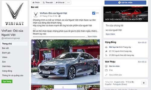 Tặng ôtô Vinfast trên mạng xã hội, chiêu cũ vẫn khối người tin