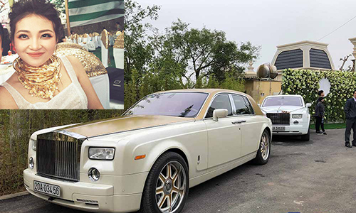 Rolls-Royce Phantom "biển khủng" rước cô dâu vàng đeo trĩu cổ 