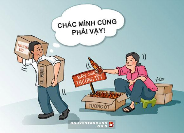 Bi hài biếm họa và ảnh chế về thưởng Tết