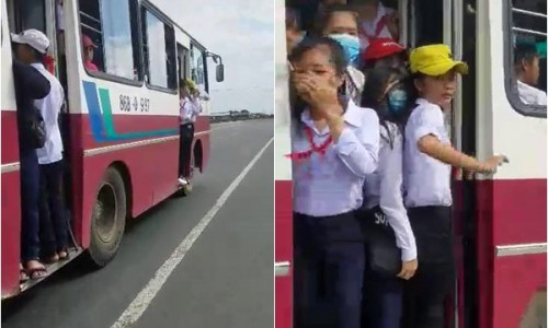 Video: Học sinh đu bám trên cửa xe buýt chạy phăng phăng trên quốc lộ