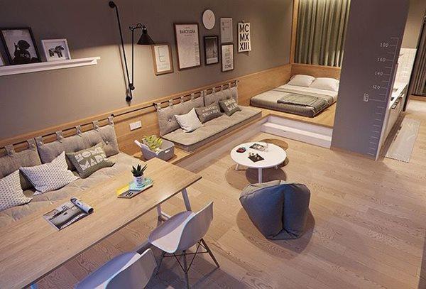 Căn hộ 60 m2 rộng rãi không ngờ nhờ bỏ tường ngăn