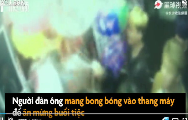 Video : Bong bóng phát nổ trong thang máy 