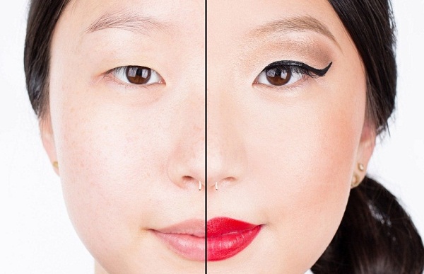 Biến đổi kỳ lạ của 2 nửa khuôn mặt khi make up