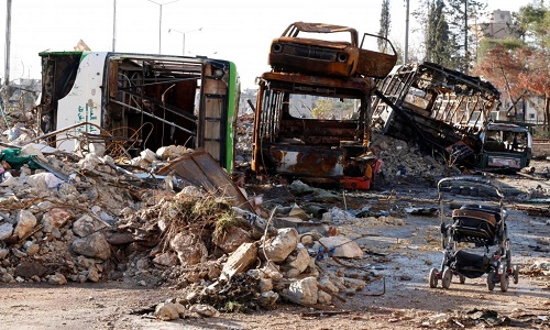 Cảnh tan hoang trong khu vực vừa được giải phóng tại Aleppo