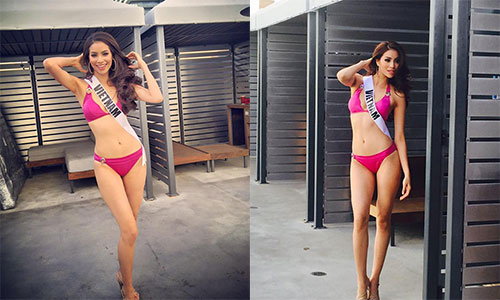 Phạm Hương diện bikini khoe dáng nuột ở Miss Universe 