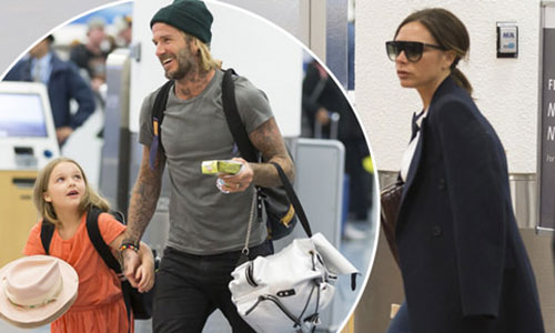 Gia đình Victoria Beckham gây chú ý khi xuất hiện ở sân bay