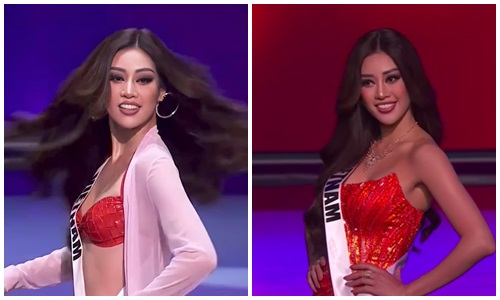 Khánh Vân gợi cảm với bikini ở bán kết Miss Universe 2020