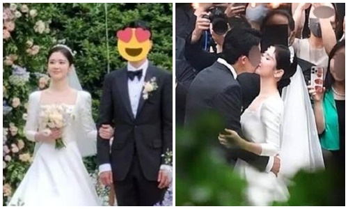 Jang Nara và chồng kém 6 tuổi khóa môi trong đám cưới