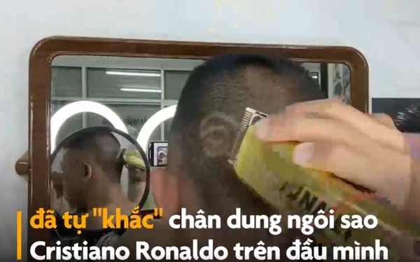 Video: Chàng trai tự "khắc" chân dung Ronaldo lên đầu