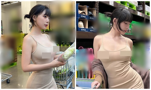 Hot girl hớ hênh khi diện váy bó, “thả rông” vòng một