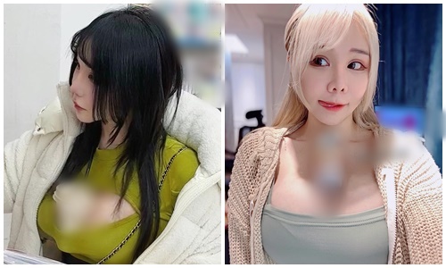 Hot girl mặc trễ nải, dùng ngực đỡ trà sữa tại quán truyện