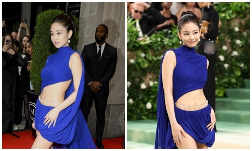 Jennie nhóm BlackPink khoe vòng eo rắn nước ở Met Gala 2024