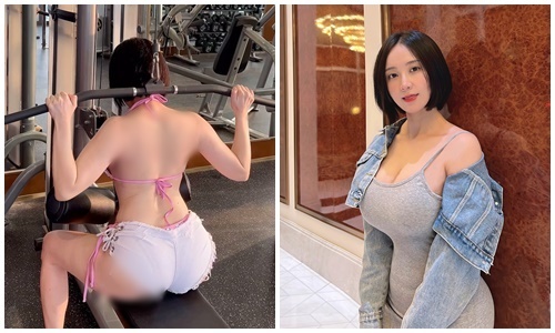 Hot girl xinh đẹp gây xôn xao khi mặc như không lúc tập luyện