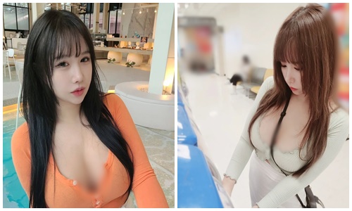 Hot girl siêu vòng một mặc hở táo bạo ở quán cafe, siêu thị