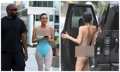 Vợ Kanye West bị chỉ trích khi mặc đồ mỏng màu da xuống phố