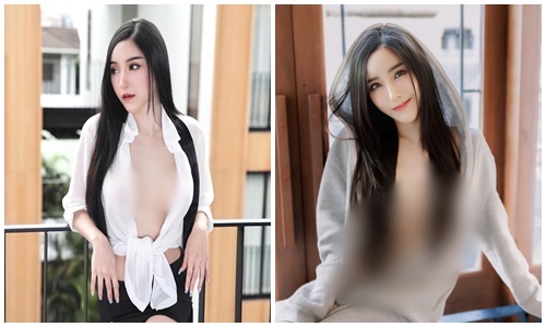 Hot girl Thái Lan chuộng phong cách không nội y, lộ vòng một