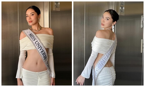 Kỳ Duyên mặc hở khoe vòng eo rắn nước ở Miss Universe 2024